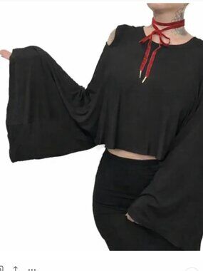 Foxblood cold shoulder flowing top